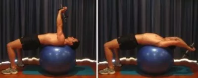 Pectoral Exercises - Dumbell Pull on Swiss Ball