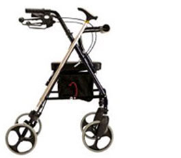 4 Wheel Walker (side view with walking stick)